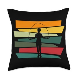 Jump Rope Skipping Rope Fitness Workout Clothing Retro Jumping Rope Skipping Fitness Throw Pillow, 18x18, Multicolor