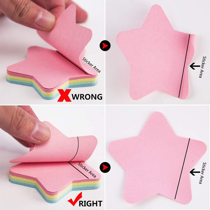 Sticky Notes Star Shaped - 10 Pads 76x76mm Self Stick