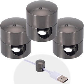 HINZIC 3Pcs Cable Anchors for Desk, Adjustable Phone Charger Organizer, Black Metal Cord Holder Clips, Adhesive Wire Management for Nightstand Office Home Desktop Wall