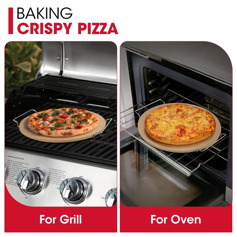 Unicook Round Pizza Stone for Oven and Grill 16 Inch,