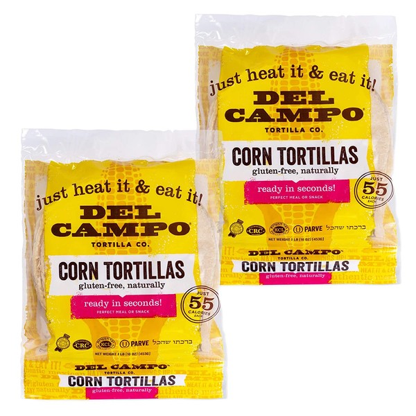 Del Campo Soft Corn Tortillas – 6 Inch Round 1 Lb. Bag. 100% Natural, Gluten Free, All-Corn Authentic Mexican Food. Serving Options: Wraps, Tacos, Quesadillas or Burritos. Kosher.16ct./(Pack of Two)
