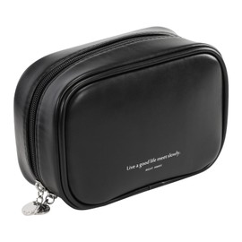 RIGHT AWAY Small Makeup Bag for Purse,Travel Cosmetic Bag Organizer for Women,Cute Make Up Pouch Waterproof Toiletry Bag with Zipper,Portable Makeup Case Skincare Bag for Travel Accessories(Black)