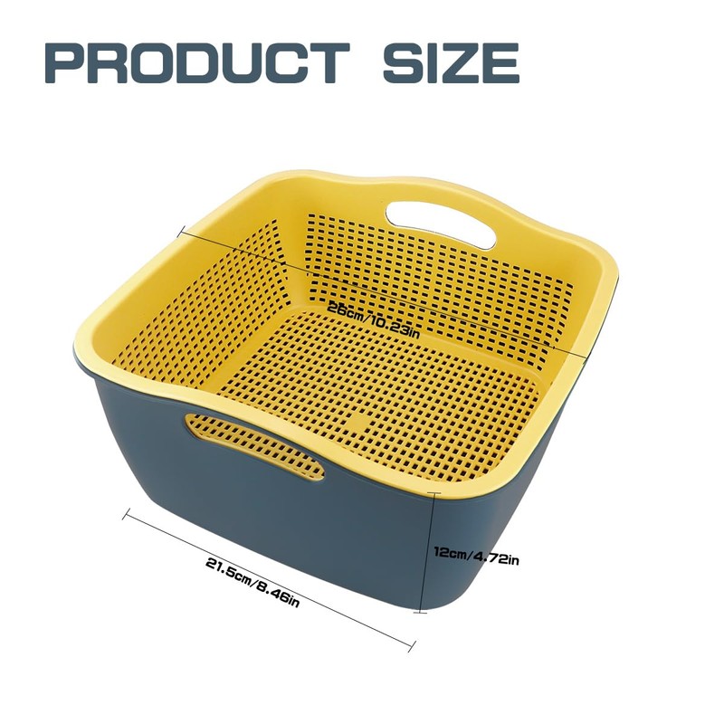 LNQ LUNIQI Double-layer Draining Basket Plastic Fruits Vegetable Washing Basket