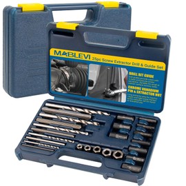 MABLEVI 25-Piece Broken Bolt Extractor, Easy Out Drill Bit Guides & Drill Extractor Kit for Removing Stripped, Damaged, Rusted, Rounded-Off Bolts, Automotive Nuts & Screws