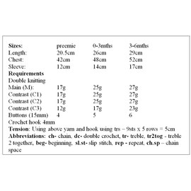 Crochet Pattern for Baby Cardigan, Preemie, 0-3mths, 3-6mths, Double Knitting, CP497
