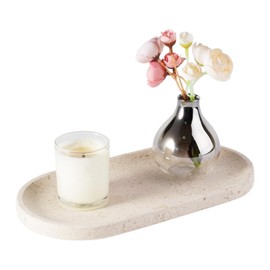 Koville Marble Vanity Tray for Decor, Natural Bathroom Tray for Bathroom Countertop, Stone Decorative Trays for Dresser Organizer, Storage Trays for Perfume, Jewelry Holder(Beige Yellow)