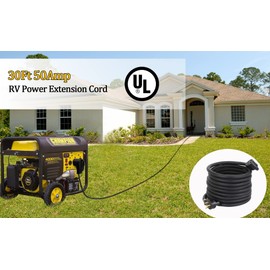 50 Amp 30 Feet RV Power Extension Cord, Heavy Duty STW Wire , 50 Amp Male to 50 Amp Female Standard Plug