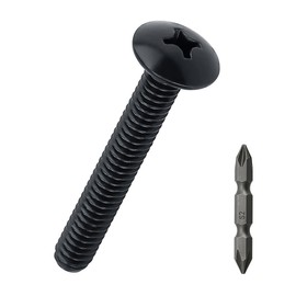 #8-32 x 1-1/4" Stainless Truss Head Machine Screws 50 Pcs, 18-8 (304) Stainless Steel Phillips Drive Truss Head, Full Thread, Black Coated, Fayeploo (with Phillips Bit)