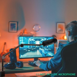 Rigych Mic Boom Arm Stand, Universal Suspension Boom Stand with Desk Mount Clamp, 5/8 to 3/8 Screw Adapter, Cable Ties, Compatible HyperX QuadCast, Blue Yeti Microphone & Shout Mount ect