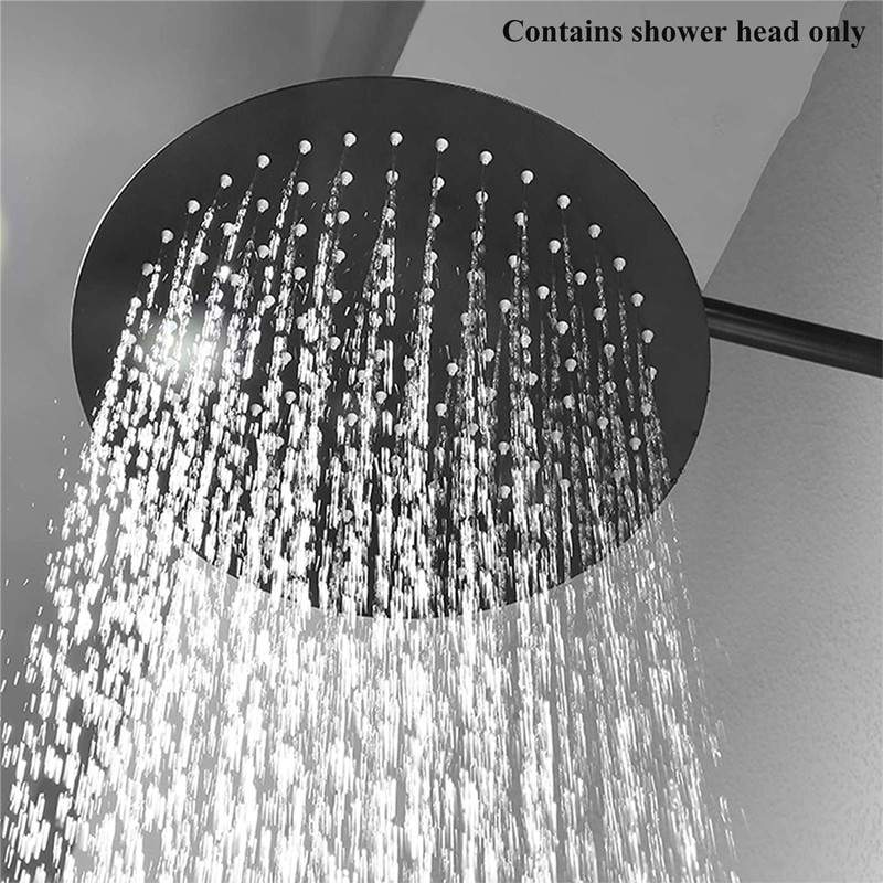 Drenky Shower Head Rain Shower Black 8 Inch Round Stainless