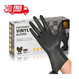 Unbranded Black Vinyl Disposable Gloves Latex-Free Powder-Free Food Prep Cleaning Cooking