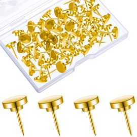 30 Pieces Push Pins, Metal Thumb Tacks for Picture Photo Hanging, Wall Pins for Board Posters Bulletin Maps, Wall Tack for Office Home Decorative (Gold)