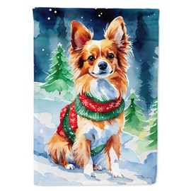 Caroline's Treasures DAC3553GF Papillon Christmas Garden Flag Mailbox Flag Decorative Yard Flag Banner Outside Patio Artwork Yard Flower Beds, Garden Size, Multicolor