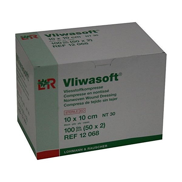 VLIWASOFT Non-Woven Dressings 10 x 10 cm Sterile 6 Litres Pack of 50 x 2