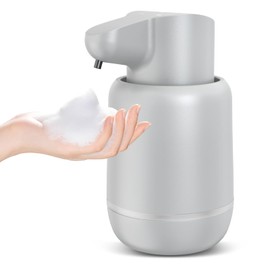Automatic Foaming Soap Dispenser 15oz/420ml Foaming Hand Sanitizer Touchless Wall Mount with 4levels Adjustable Free Touch Electric Soap Dispenser Rechargeable with Sensor(Grey)