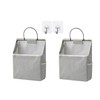 2pcs Linen Cotton Multi-Pocket Wall Hanging Bag with Hooks (Grey)