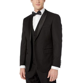 Adam Baker by Statement Men's Single Breasted Three Piece Shawl Collar Tuxedo - Black - 52R