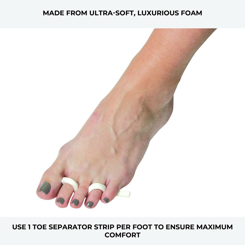 ForPro Toe Separator Strips, Individual Pedicure Toe Separators, 6” L,