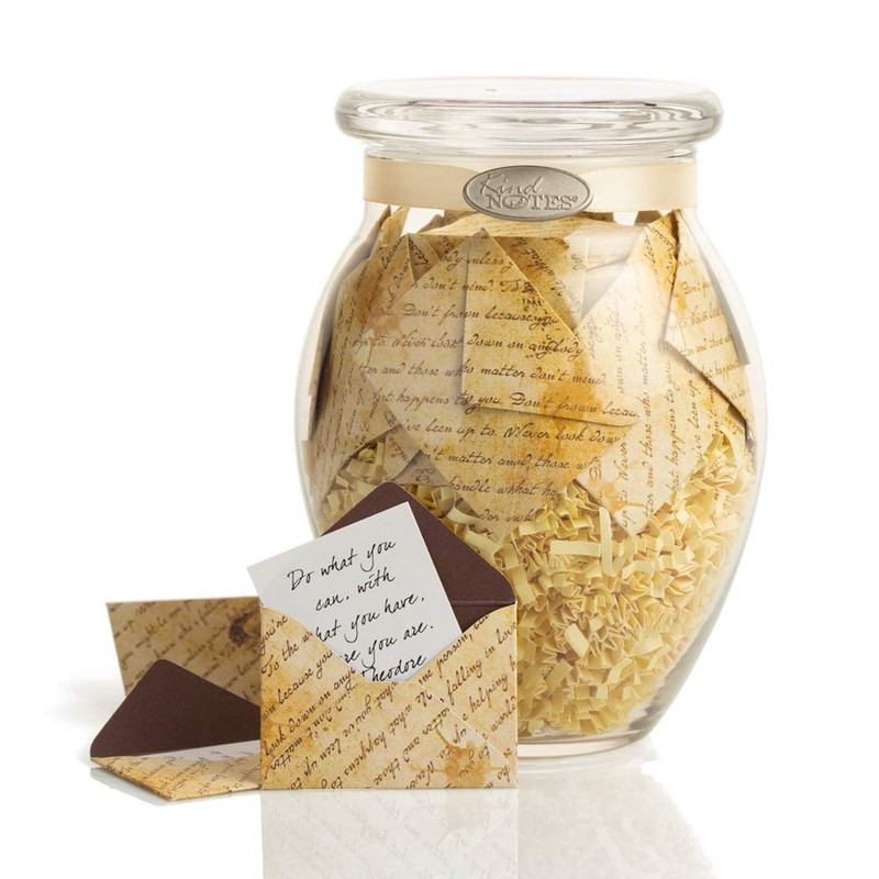 KindNotes Glass Keepsake Gift Jar with Romantic Anniversary Messages (for