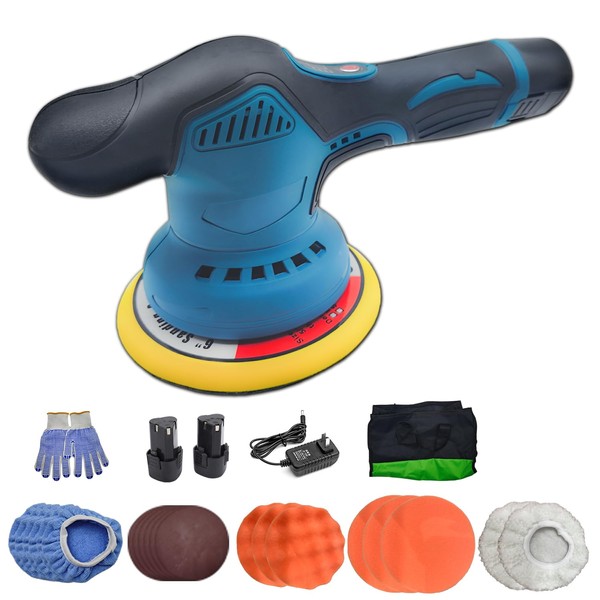 Cordless Car Buffer Polisher,Byczone variable Polisher with Dual Batteries, 6 Variable Speeds, Efficient Brushless Motor & Integrated Buffer - Ideal for Car Detailing, Furniture Restoration & More