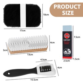 Friedwohl Set of 4 Suede Brush for Shoes, Versatile Suede Brush, Robust Crepe Brush, with Eraser and Shoe Cleaning Gloves, for Suede Leather, Nubuck, Suede and Suede, multicoloured