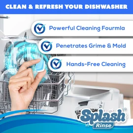 Splash Rinse Dishwasher Cleaner Tablets - Deep Cleaning For All Dishwasher Machine Models