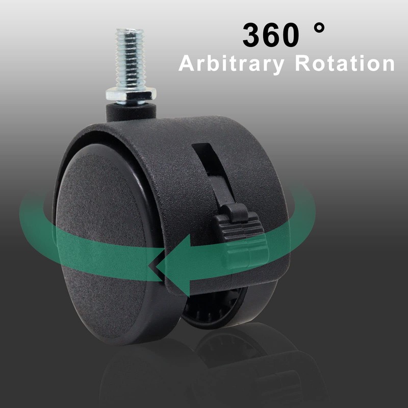 SWZHAI Locking Casters Set of 4, M8 Threaded Plastic Stem
