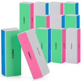 12 Pieces 4 Way Nail Buffer Block, Nail Shine Buffers Blocks Files for Natural and Acrylic Nails Smoother Buffing Block, 120/240/600/3000 Grit for Buffing Shinning