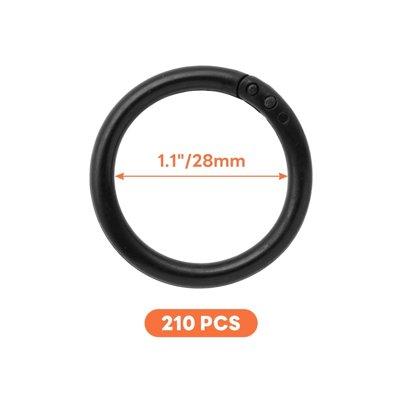Semrien 210 Pcs 1.1 Inch Plastic Binder Rings, Loose Leaf