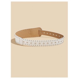 Floerns Women's Studded Belts Y2k Belt Western Cowgirl Leather Belt for Pants, White, One Size