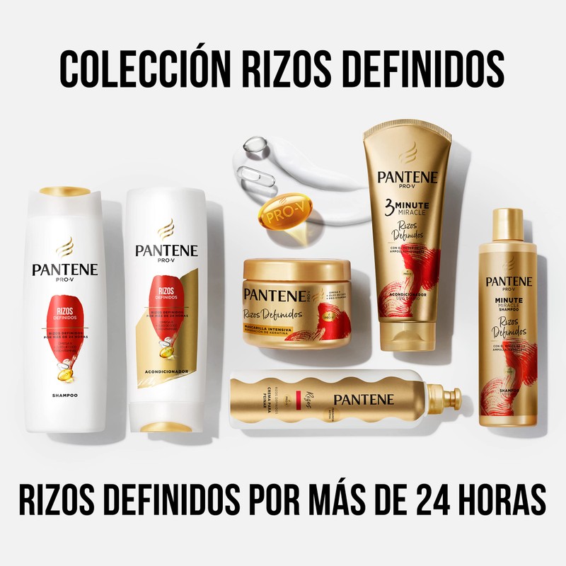 Pantene - Shampoo Rizos Definidos, con Aceite de Coco, Shampoo