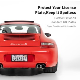 Transparent License Plate Cover and Frames, 2Pack Grey Clear Front and Rear License Plate Holder with Screws & Caps, Unbreakable Car Licence Plate Frame, Universal Fit for Most US Plates