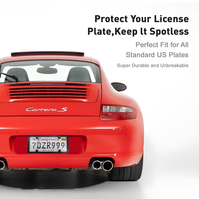 Transparent License Plate Cover and Frames, 2Pack Grey Clear Front