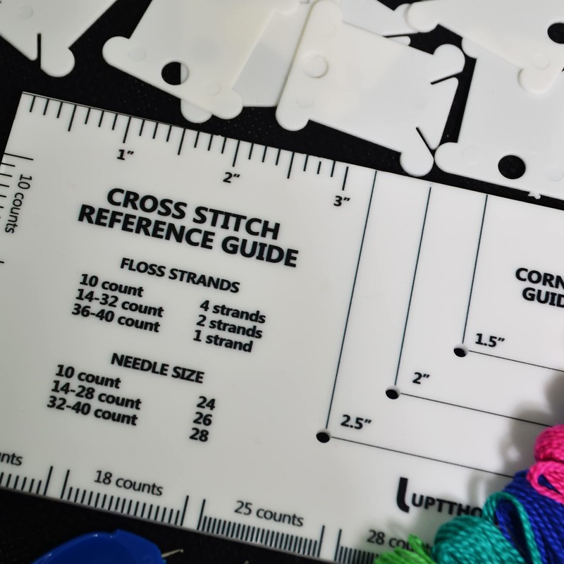 UPTTHOW 14 PCS Cross Stitch Tool Reference Ruler Needle Gauge