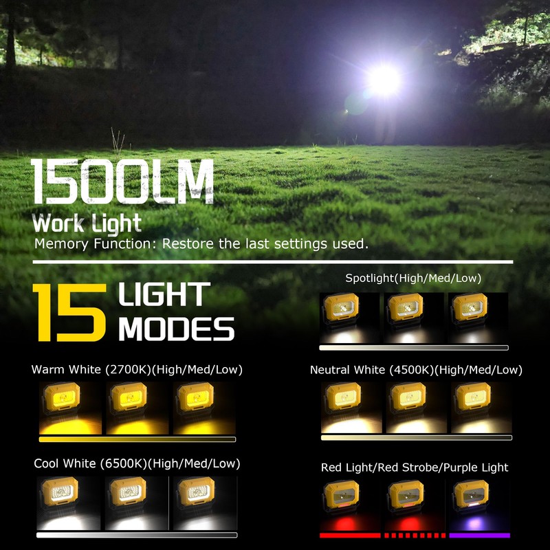 Keadeso 2 Pack Magnetic Work Light, 1500LM led work light,