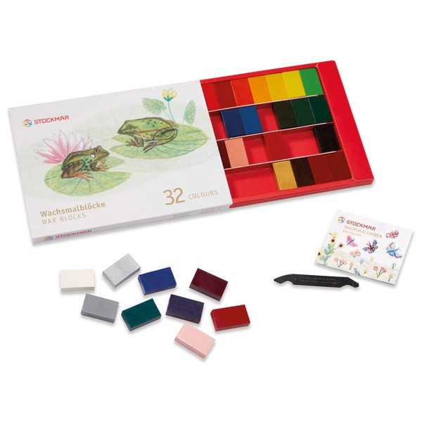 Stockmar Beeswax Block Crayon Set - Break-Proof & Non Toxic Crayons for Kids & Artists (32 pcs)