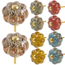 HSEANWWW Ceramic Door Handles Multipurpose Buttons 10 Piece Ceramic Buttons, Mixed Designs doorknob, Cabinet Door Buttons, Drawer Handles, Vintage Furniture Handles, (10, Polychrome)
