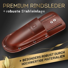 GRÜNTEK Premium Pruner Holster Premium Burgundy Red Genuine Leather Secure Hold Belt Loop Strong Retaining Clip Tool Holder for Gardening Shears Case Holster Holder Holder