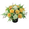 Artificial/Silk Flower Grave Arrangement in Grave Pot with Yellow Carnations