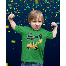 I'm Digging Being 4 4th Birthday Shirt Boy Construction Toddler Kids T-Shirt 4T Green