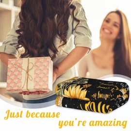 Best Friend Blanket for Women 50"x60" Soft Cozy Throw Birthday Gift for BFF Sister Bestie Girlfriend Christmas Thanksgiving Anniversary Present Friendship Gifts for Women(Black Sunflower