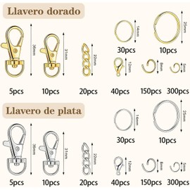 1130PCS Argollas Para Llaveros, Kit de Fabricación de Llavero，Kit Para Hacer Llaverosaros Para Llaveros，Adecuado Para la Fabricación de Joyas (plata)