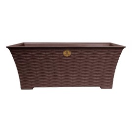 Ardilla Maceta Rect. Plástico Tipo Rattan Choco 45 Cm 2 Piezas
