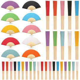 Yinkin 100 Pack Folding Fans Bamboo Handheld Folded Fans Craft Hand Fans Foldable Japanese Chinese Fans for Weddings Bridal Dancing Church DIY Decoration Women Kids Gift Party Favors (Multi Colors)