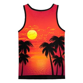 Asylvain Men Tank Tops 3D Sleeveless Shirts Adult Unisex Summer Vest Red Graphic Hawaiian Tank Top, XX-Large