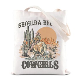 TGBJE Western Cowgirl Tote Bag Country Western Aesthetic Gift Shoulda Been A Cowgirl Shoulder Bag Horse Girl Rodeo Gift (C-Shoulda cowgirl tote)