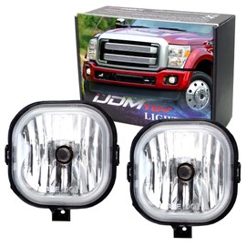 iJDMTOY OEM Clear Lens Fog Light Assemblies w/ H10 Halogen Bulbs Included Compatible With Ford 1999-2016 F-250 F-350 F-450 & 2001-2004 Ford Excursion (No Bezels, Good As Repair Replacement ONLY)