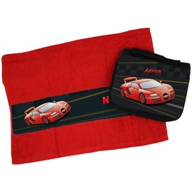 Eurofoto Towel and Wash Bag Set with Name Noel and Car Motif for Boys | Towel and Wash Bag Printed |