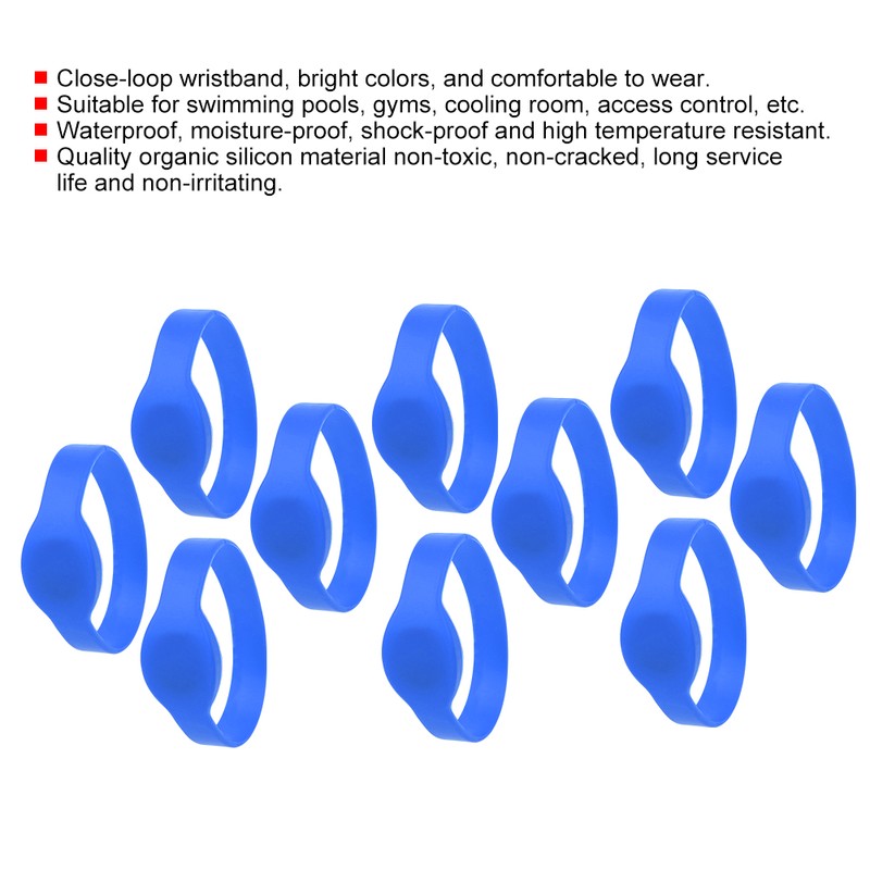 10pcs 13.56Mhz RFID Wristband Silicone Bracelet Waterproof IC Card for
