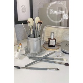 Frepice Makeup Brushes, Set of 10, Powder Brush, Concealer Brush, Makeup Brush Case, Makeup, Gray Moon